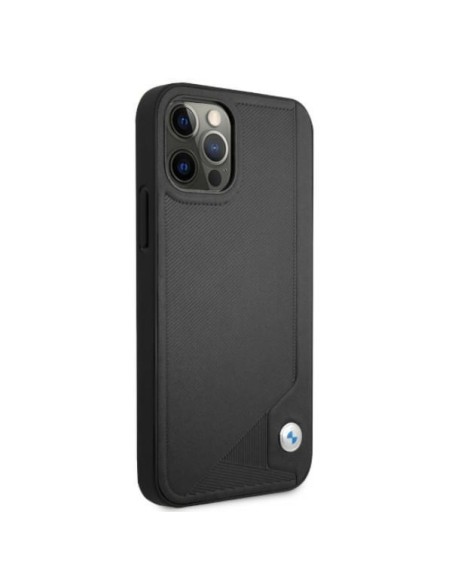 BMW Leather Deboss dėklas iPhone 12 / iPhone 12 Pro - juodas BMW Leather Deboss dėklas iPhone 12 / iPhone 12 Pro - juodas