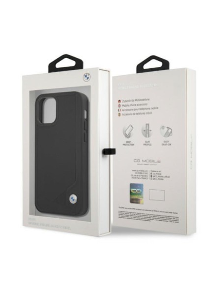 BMW Leather Deboss dėklas iPhone 12 / iPhone 12 Pro - juodas BMW Leather Deboss dėklas iPhone 12 / iPhone 12 Pro - juodas