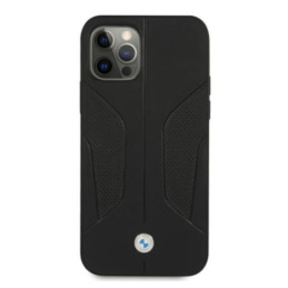 BMW odinis perforuotas šoninis dėklas iPhone 12 / iPhone 12 Pro - juodas