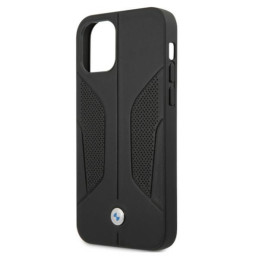 BMW odinis perforuotas šoninis dėklas iPhone 12 / iPhone 12 Pro - juodas