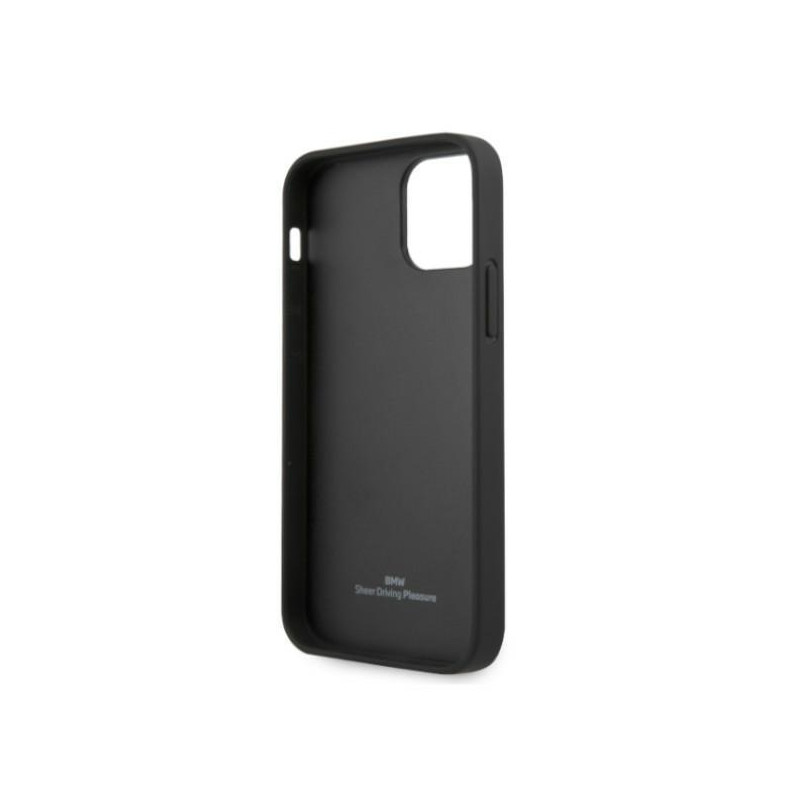 BMW odinis perforuotas šoninis dėklas iPhone 12 / iPhone 12 Pro - juodas