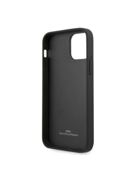 BMW odinis perforuotas šoninis dėklas iPhone 12 / iPhone 12 Pro - juodas BMW odinis perforuotas šoninis dėklas iPhone 12 / iPhone 12 Pro - juodas