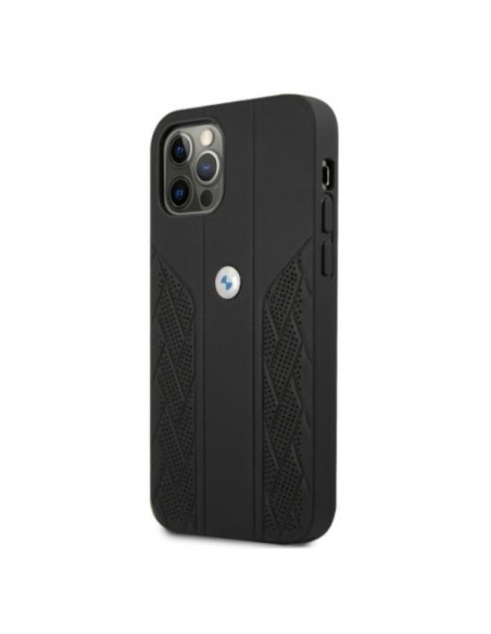 BMW Leather Curve Perforate dėklas iPhone 12 / iPhone 12 Pro - juodas BMW Leather Curve Perforate dėklas iPhone 12 / iPhone 12 Pro - juodas