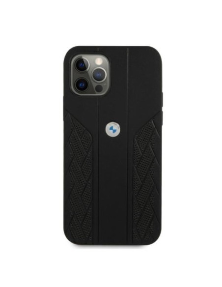 BMW Leather Curve Perforate dėklas iPhone 12 / iPhone 12 Pro - juodas BMW Leather Curve Perforate dėklas iPhone 12 / iPhone 12 Pro - juodas