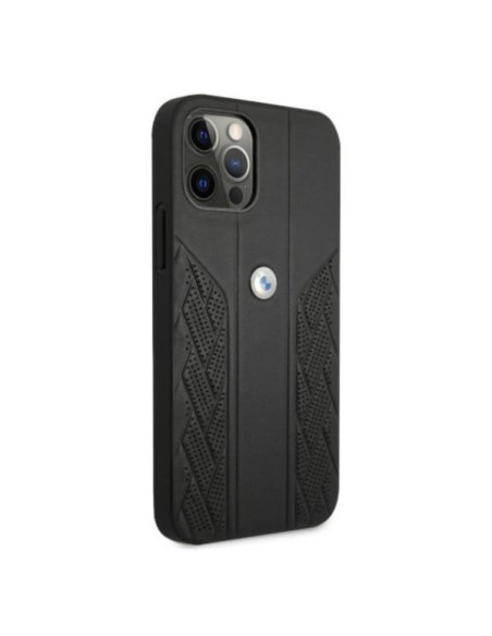 BMW Leather Curve Perforate dėklas iPhone 12 / iPhone 12 Pro - juodas BMW Leather Curve Perforate dėklas iPhone 12 / iPhone 12 Pro - juodas