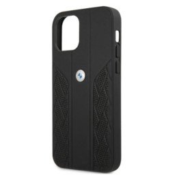 BMW Leather Curve Perforate dėklas iPhone 12 / iPhone 12 Pro - juodas