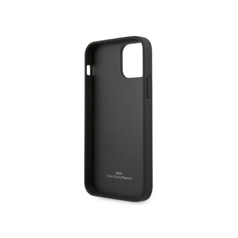 BMW Leather Curve Perforate dėklas iPhone 12 / iPhone 12 Pro - juodas