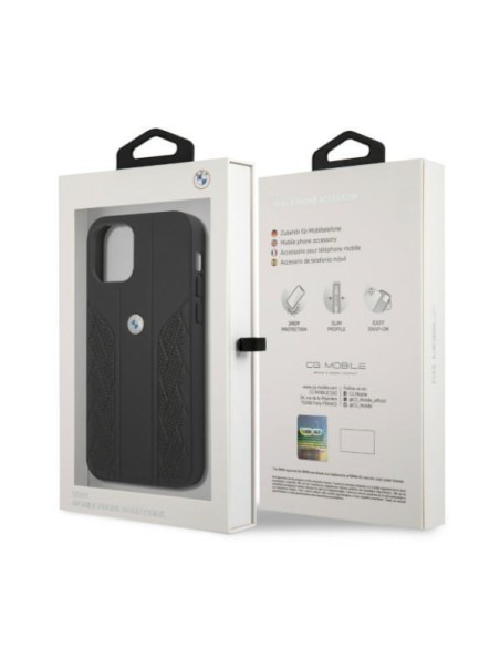 BMW Leather Curve Perforate dėklas iPhone 12 / iPhone 12 Pro - juodas BMW Leather Curve Perforate dėklas iPhone 12 / iPhone 12 Pro - juodas