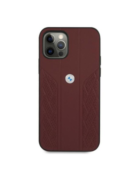 BMW Leather Curve Perforate dėklas iPhone 12 / iPhone 12 Pro - raudonas BMW Leather Curve Perforate dėklas iPhone 12 / iPhone 12 Pro - raudonas