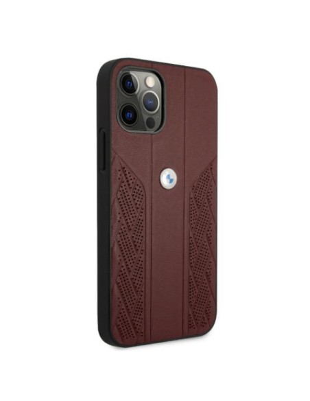 BMW Leather Curve Perforate dėklas iPhone 12 / iPhone 12 Pro - raudonas BMW Leather Curve Perforate dėklas iPhone 12 / iPhone 12 Pro - raudonas