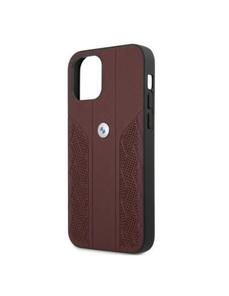 BMW Leather Curve Perforate dėklas iPhone 12 / iPhone 12 Pro - raudonas BMW Leather Curve Perforate dėklas iPhone 12 / iPhone 12 Pro - raudonas