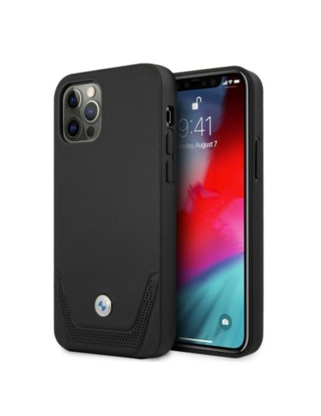 BMW odinis perforuotas dėklas iPhone 12 / iPhone 12 Pro - juodas BMW odinis perforuotas dėklas iPhone 12 / iPhone 12 Pro - juodas