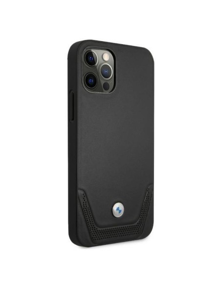 BMW odinis perforuotas dėklas iPhone 12 / iPhone 12 Pro - juodas BMW odinis perforuotas dėklas iPhone 12 / iPhone 12 Pro - juodas