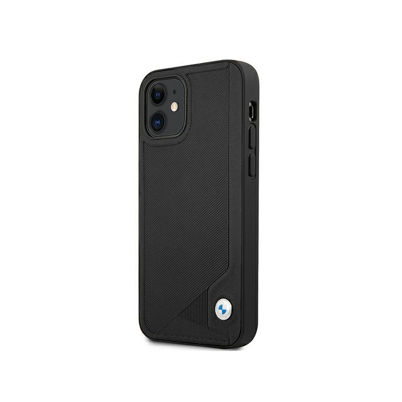 BMW Leather Deboss dėklas iPhone 12 mini - juodas