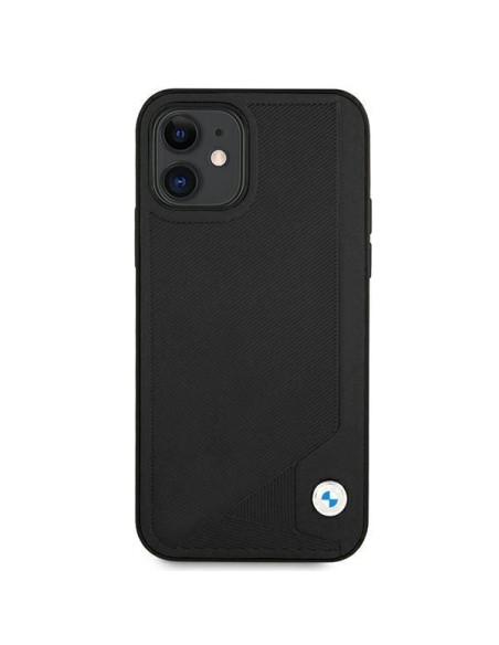 BMW Leather Deboss dėklas iPhone 12 mini - juodas BMW Leather Deboss dėklas iPhone 12 mini - juodas