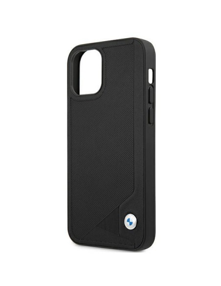 BMW Leather Deboss dėklas iPhone 12 mini - juodas BMW Leather Deboss dėklas iPhone 12 mini - juodas