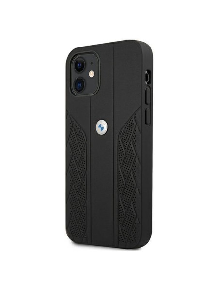 BMW Leather Curve Perforate dėklas iPhone 12 mini - juodas BMW Leather Curve Perforate dėklas iPhone 12 mini - juodas