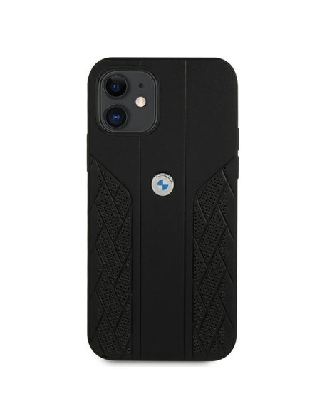 BMW Leather Curve Perforate dėklas iPhone 12 mini - juodas BMW Leather Curve Perforate dėklas iPhone 12 mini - juodas
