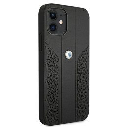 BMW Leather Curve Perforate dėklas iPhone 12 mini - juodas