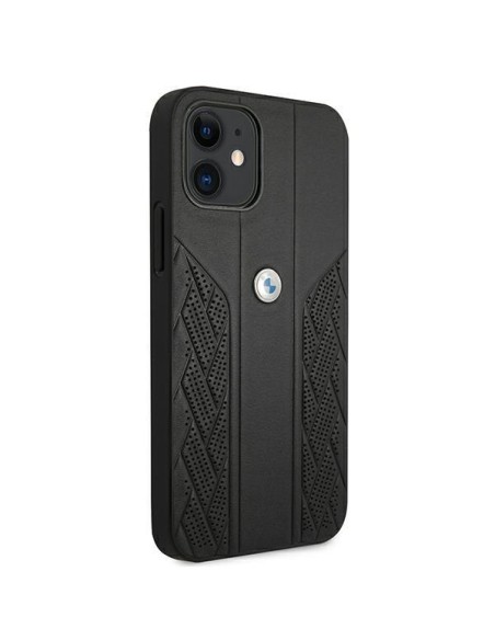 BMW Leather Curve Perforate dėklas iPhone 12 mini - juodas BMW Leather Curve Perforate dėklas iPhone 12 mini - juodas