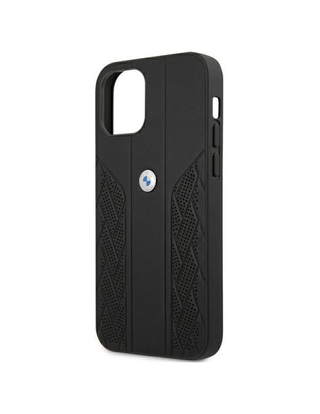 BMW Leather Curve Perforate dėklas iPhone 12 mini - juodas BMW Leather Curve Perforate dėklas iPhone 12 mini - juodas