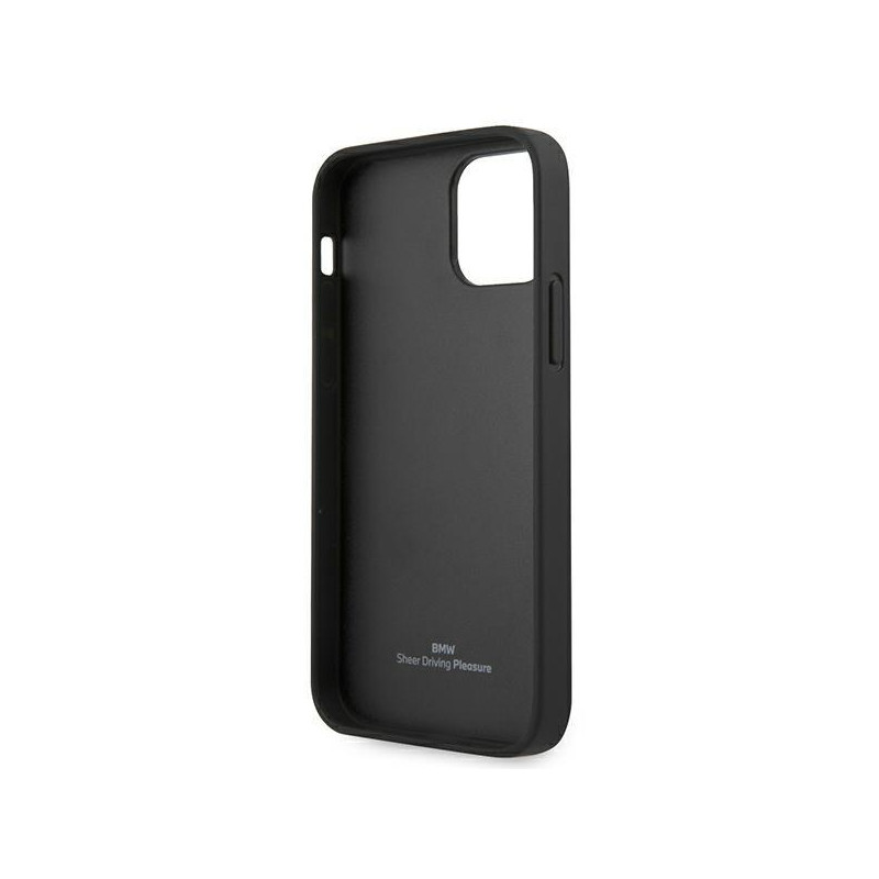 BMW Leather Curve Perforate dėklas iPhone 12 mini - juodas