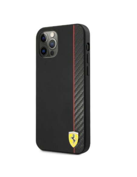 Ferrari On Track Carbon Stripe dėklas, skirtas iPhone 12 Pro Max - juodas