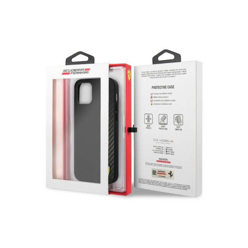 Ferrari On Track Carbon Stripe dėklas, skirtas iPhone 12 Pro Max - juodas