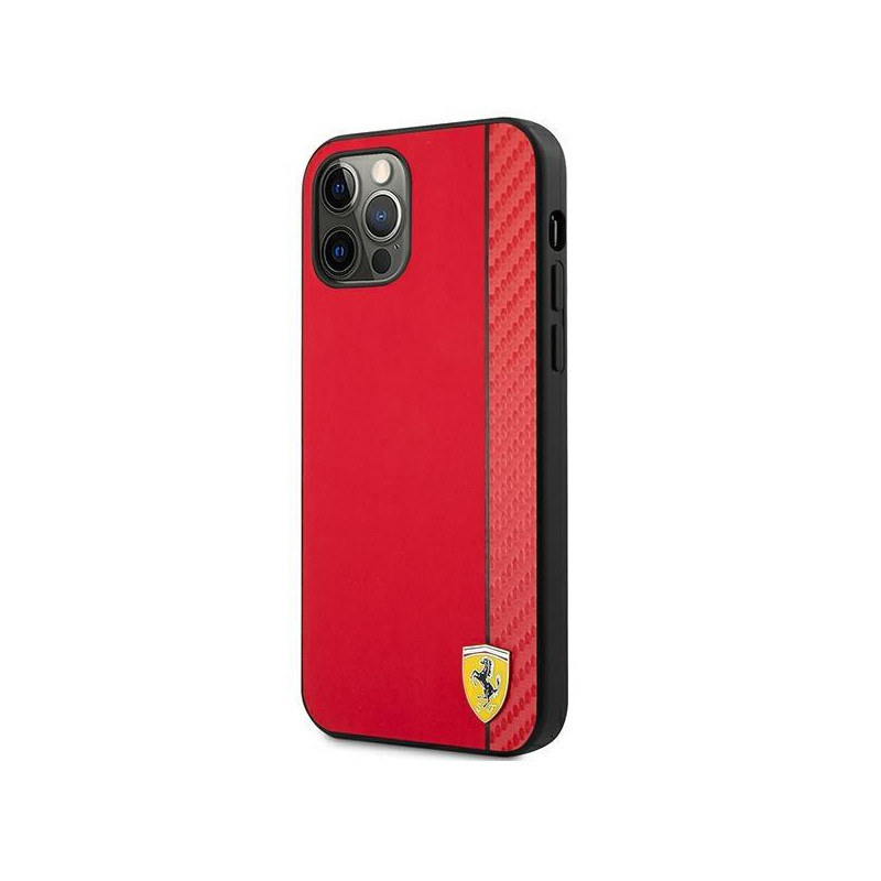Ferrari On Track Carbon Stripe dėklas, skirtas iPhone 12 Pro Max - raudonas