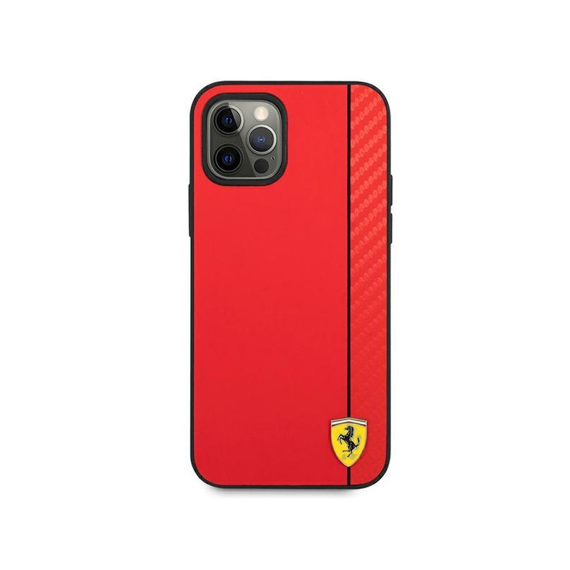 Ferrari On Track Carbon Stripe dėklas, skirtas iPhone 12 Pro Max - raudonas