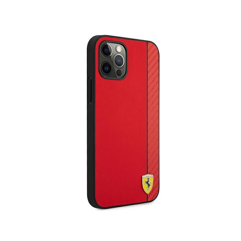 Ferrari On Track Carbon Stripe dėklas, skirtas iPhone 12 Pro Max - raudonas