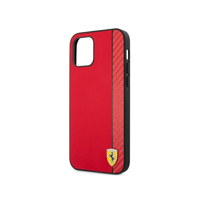 Ferrari On Track Carbon Stripe dėklas, skirtas iPhone 12 Pro Max - raudonas