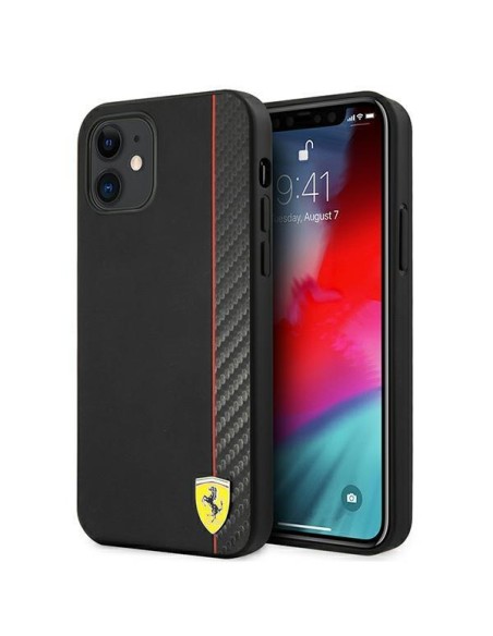 Ferrari On Track Carbon Stripe dėklas iPhone 12 mini - juodas