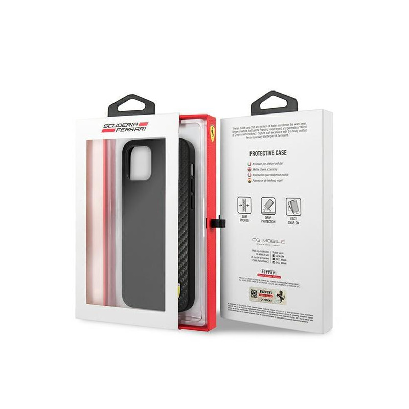 Ferrari On Track Carbon Stripe dėklas iPhone 12 mini - juodas