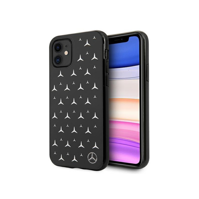 Mercedes Silver Stars Pattern dėklas, skirtas iPhone 11 / Xr - juodas