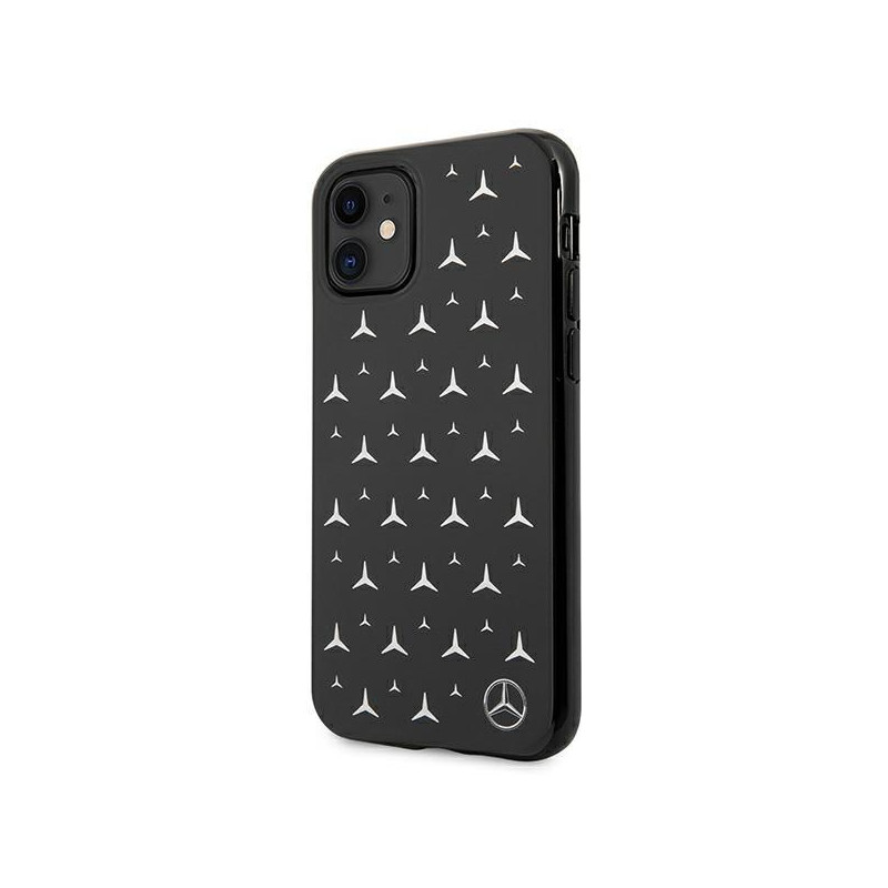 Mercedes Silver Stars Pattern dėklas, skirtas iPhone 11 / Xr - juodas
