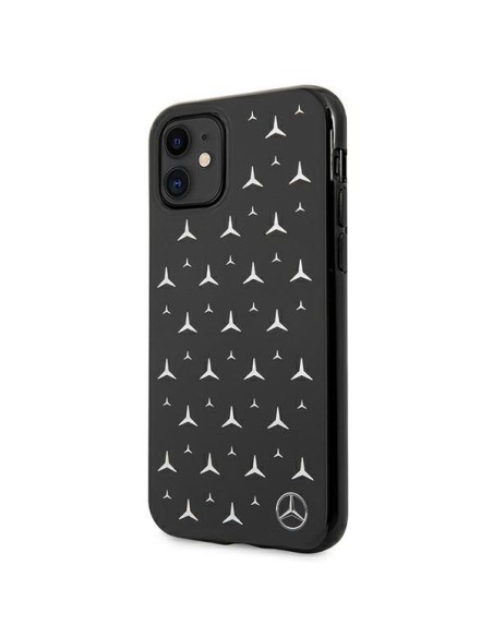 Mercedes Silver Stars Pattern dėklas, skirtas iPhone 11 / Xr - juodas Mercedes Silver Stars Pattern dėklas, skirtas iPhone 11 / Xr - juodas