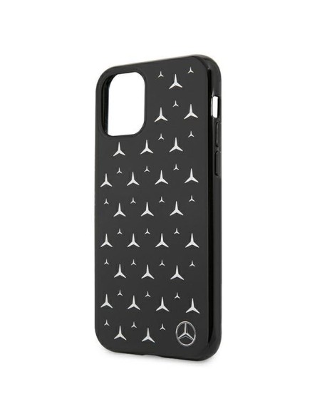 Mercedes Silver Stars Pattern dėklas, skirtas iPhone 11 / Xr - juodas Mercedes Silver Stars Pattern dėklas, skirtas iPhone 11 / Xr - juodas