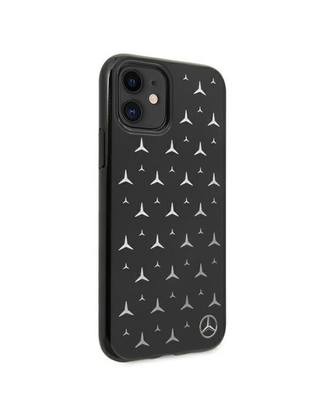 Mercedes Silver Stars Pattern dėklas, skirtas iPhone 11 / Xr - juodas Mercedes Silver Stars Pattern dėklas, skirtas iPhone 11 / Xr - juodas