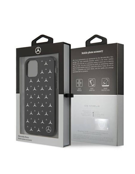 Mercedes Silver Stars Pattern dėklas, skirtas iPhone 11 / Xr - juodas Mercedes Silver Stars Pattern dėklas, skirtas iPhone 11 / Xr - juodas
