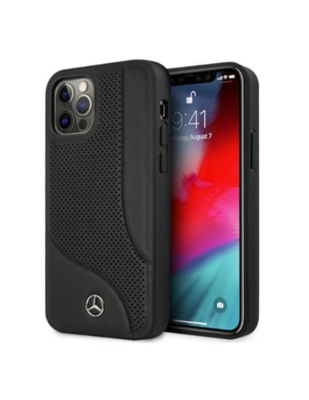Mercedes Leather Perforated Area dėklas iPhone 12 Pro Max - juodas Mercedes Leather Perforated Area dėklas iPhone 12 Pro Max - juodas