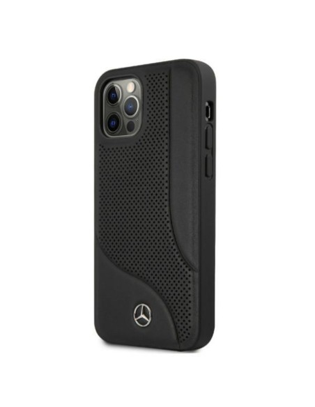 Mercedes Leather Perforated Area dėklas iPhone 12 Pro Max - juodas Mercedes Leather Perforated Area dėklas iPhone 12 Pro Max - juodas