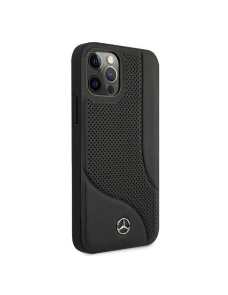 Mercedes Leather Perforated Area dėklas iPhone 12 Pro Max - juodas Mercedes Leather Perforated Area dėklas iPhone 12 Pro Max - juodas