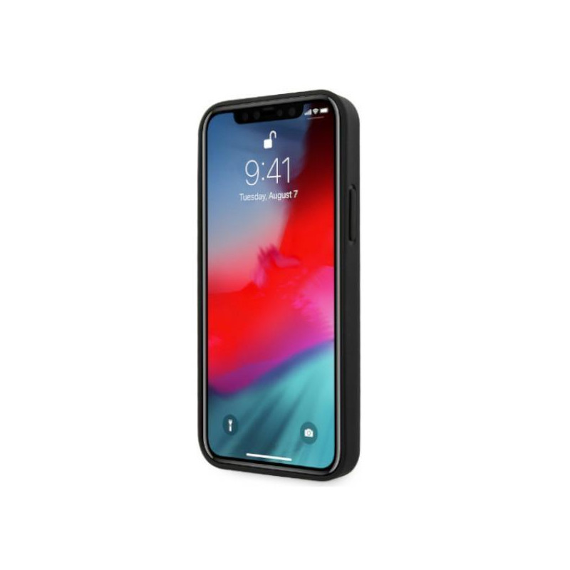 Mercedes Leather Perforated Area dėklas iPhone 12 Pro Max - juodas