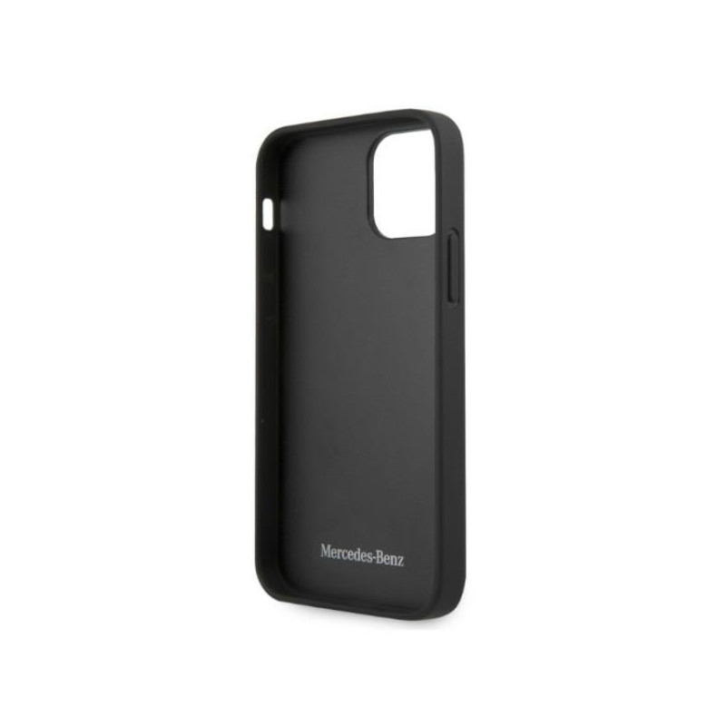 Mercedes Leather Perforated Area dėklas iPhone 12 Pro Max - juodas