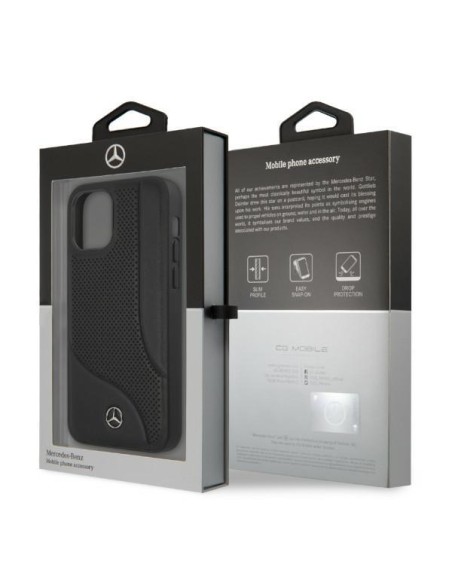 Mercedes Leather Perforated Area dėklas iPhone 12 Pro Max - juodas Mercedes Leather Perforated Area dėklas iPhone 12 Pro Max - juodas