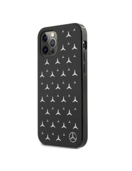 Mercedes Silver Stars Pattern dėklas, skirtas iPhone 12 Pro Max - juodas Mercedes Silver Stars Pattern dėklas, skirtas iPhone 12 Pro Max - juodas