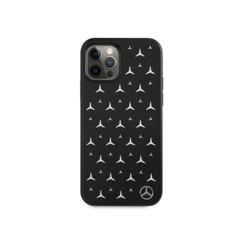 Mercedes Silver Stars Pattern dėklas, skirtas iPhone 12 Pro Max - juodas