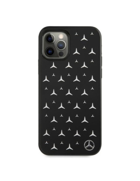 Mercedes Silver Stars Pattern dėklas, skirtas iPhone 12 Pro Max - juodas Mercedes Silver Stars Pattern dėklas, skirtas iPhone 12 Pro Max - juodas