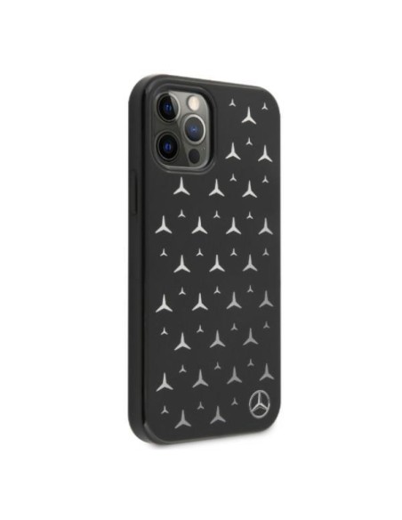 Mercedes Silver Stars Pattern dėklas, skirtas iPhone 12 Pro Max - juodas Mercedes Silver Stars Pattern dėklas, skirtas iPhone 12 Pro Max - juodas